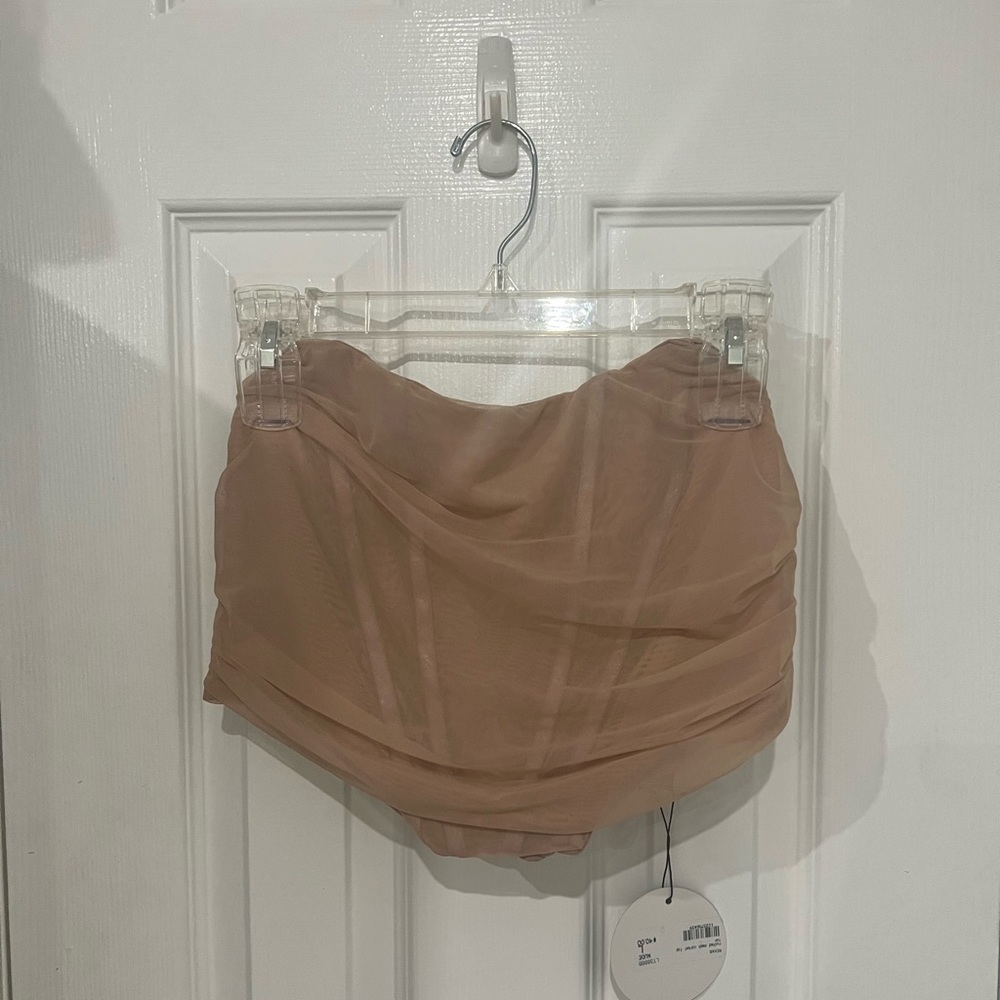 Strapless Mesh Crop Corset Top